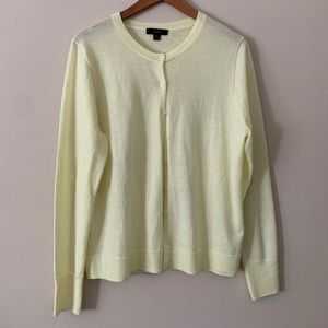 J. Crew Light Yellow Classic Merino Wool Cardigan Sweater
